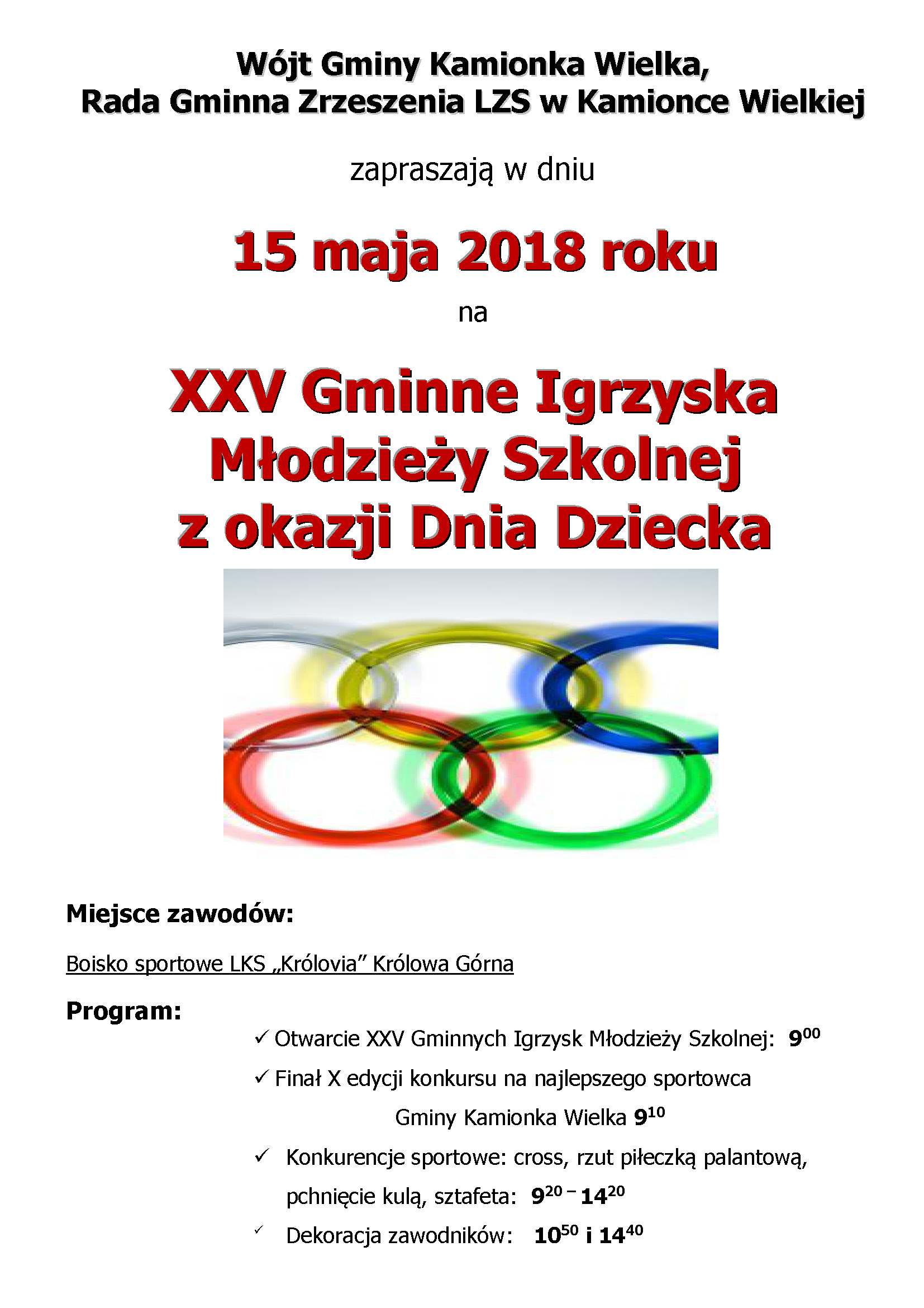 XXV Gminne Igrzyska Młodzieży Szkolnej z okazji Dnia Dziecka - plakat