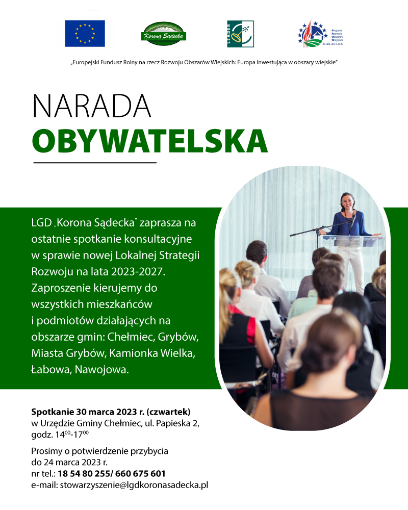 Plakat LGD Korona Sądecka Nagroda Obywatelska