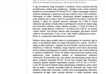 Informacja Urzędu Skarbowego - Ulga na dzieci