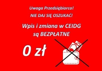 Wpis i zmiana w CEIDG są bezpłatne