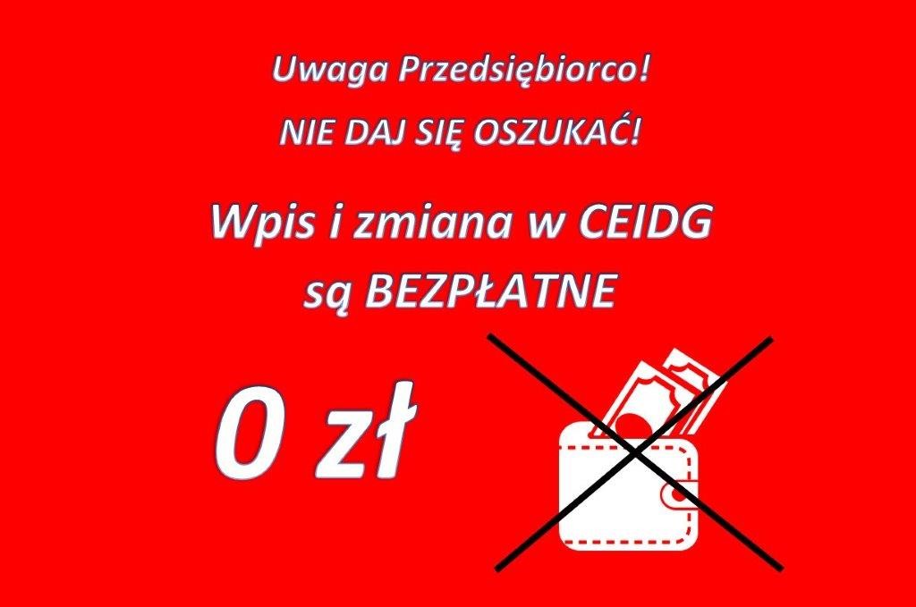 Wpis i zmiana w CEIDG są bezpłatne