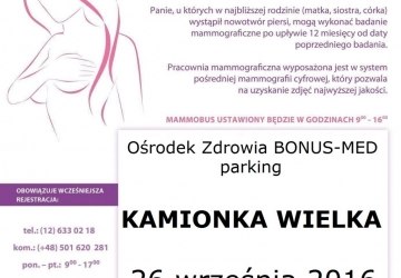 Zapraszamy na bezpłatną mammografię Panie w wieku 50-69 lat