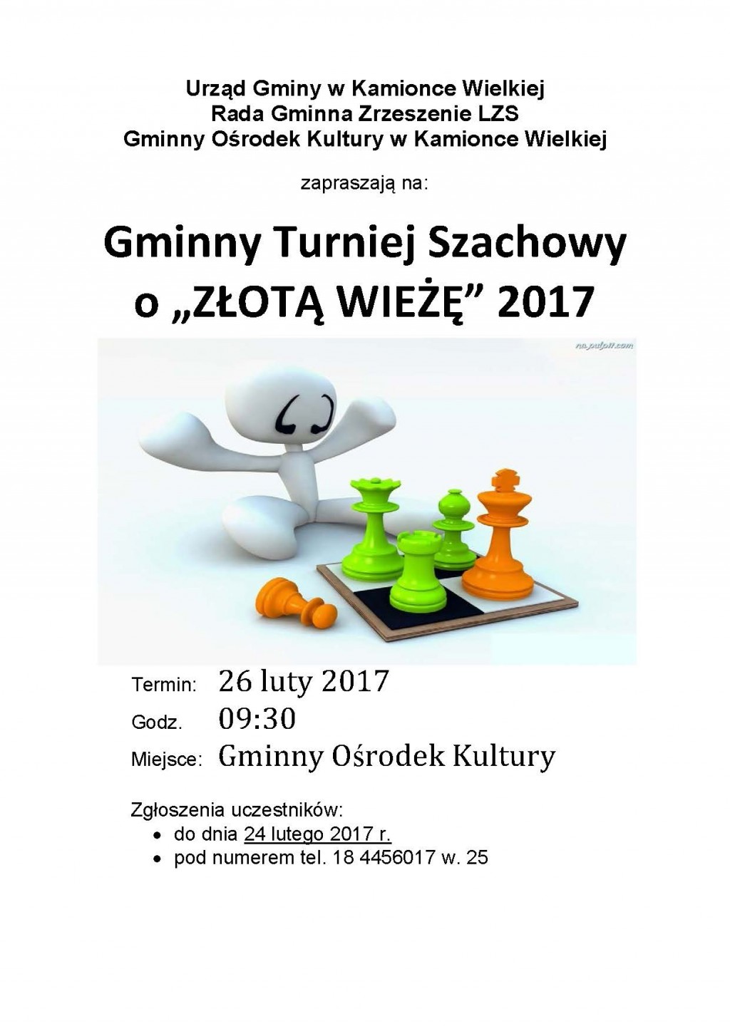 Gminny  Turniej  Szachowy o „Złotą Wieżę” Kamionka Wielka 2017 rok