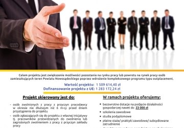 Powiat Nowosądecki zaprasza do udziału w projekcie „Kompleksowe wsparcie osób zwolnionych i zagrożonych zwolnieniem z terenu Powiatu Nowosądeckiego”