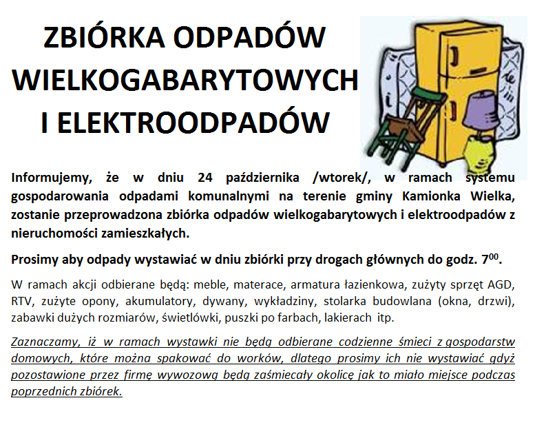 ZBIÓRKA ODPADÓW WIELKOGABARYTOWYCH I  ELEKTROODPADÓW