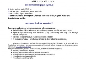 Rozpoczynamy XXX etap rekrutacji do projektu pn.: „Korona Sądecka na rzecz zatrudnienia osób młodych”.