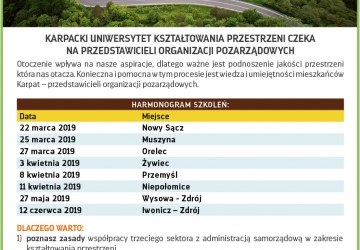 ZAPROSZENIE NA BEZPŁATNE SZKOLENIA CHRONIĘ KARPACKĄ PRZESTRZEŃ