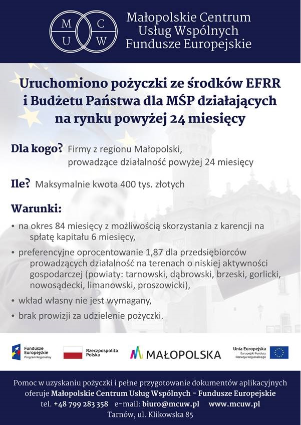 Pożyczki dla MŚP działających na rynku powyżej 24 miesięcy
