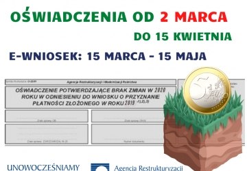 Po dopłaty z oświadczeniem zamiast eWniosku od 2 marca