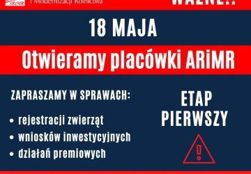 ARiMR otwiera swoje placówki – etap pierwszy