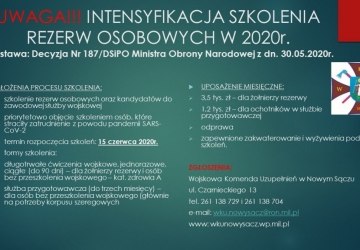 UWAGA!!! INTENSYFIKACJA SZKOLENIA REZERW OSOBOWYCH 2020