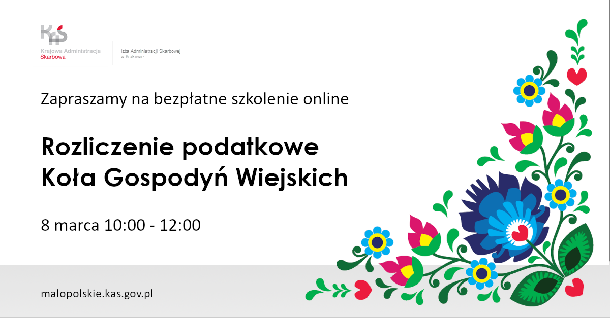 Zaproszenie na bezpłatne szkolenie online - Rozliczenie podatkowe Koła Gospodyń Wiejskich