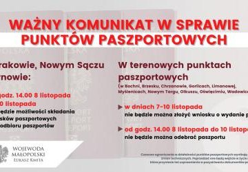 Komunikat dot. ograniczenia w działalności punktów paszportowych