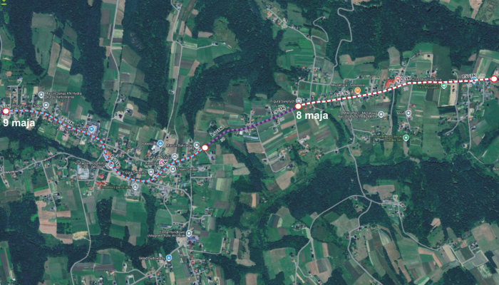 Komunikat PZD w Nowym Sączu o zamknięciu odcinka DP nr 1573K w miejscowościach Mystków i Mszalnica (8 i 9 maja)