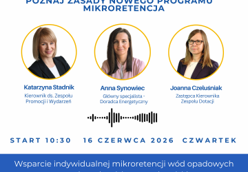 WFOŚiGW w Krakowie: informacja o wydarzeniu online „Mikroretencja 2026 – Q&A”